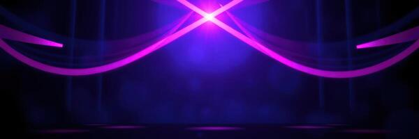 Vibrant purple light patterns create an energetic atmosphere in a dark setting during an evening event photo