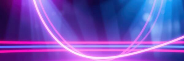 Colorful neon lights create a dynamic atmosphere at an evening event in a modern venue photo