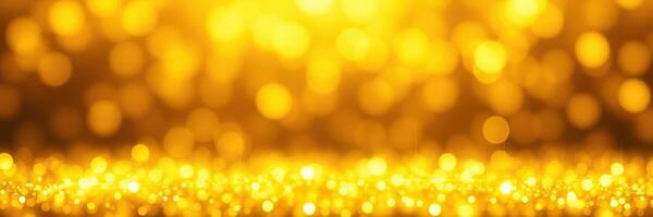 Golden bokeh lights create a shimmering and festive ambiance perfect for celebrations and special events photo