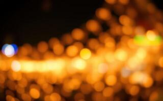 Captivating bokeh effect of warm orange lights in an urban setting during evening hours photo