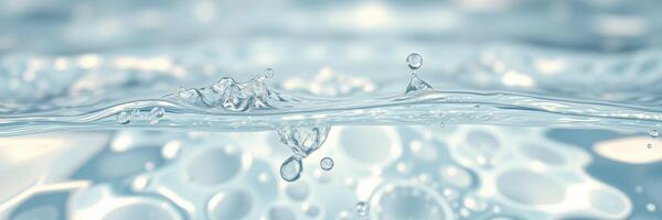 Dynamic water droplets create ripples and bubbles in a clear aquatic environment showcasing movement and fluidity photo