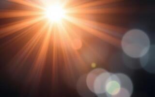 Bright sunlight filtering through a lens creating a dynamic pattern of light and reflections photo
