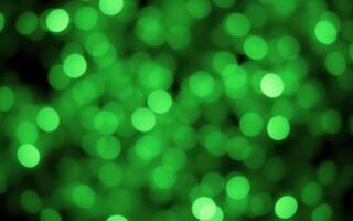 Vibrant green bokeh lights create a festive atmosphere in a nature-inspired setting during a nighttime event photo