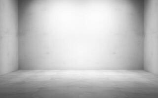 Empty concrete room with soft light illuminating the walls and floor for creative design or photography photo