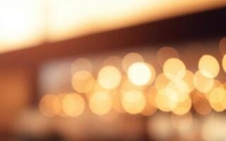Golden light creates a warm atmosphere over a bustling urban setting during evening hours photo