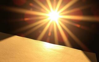 Bright sunlight beams illuminate a textured surface creating a warm golden glow at midday photo