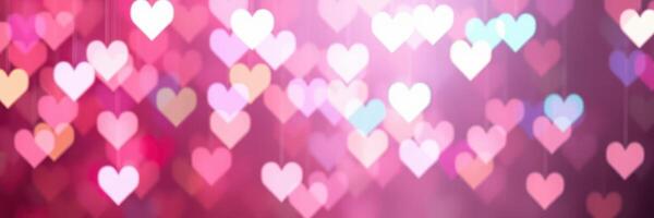 Colorful heart shapes in a soft, dreamy background create a romantic atmosphere for celebrations or special moments photo
