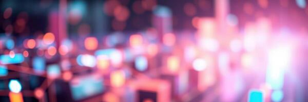 Colorful abstract lights create a vibrant atmosphere in a modern urban setting during the evening photo
