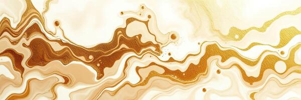 Abstract swirling patterns in gold and cream tones create a serene artistic backdrop for modern design projects photo
