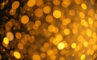 Sparkling golden bokeh light effect creates a warm, festive atmosphere during the evening celebration in an urban setting photo