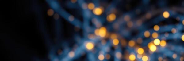 Softly glowing lights twinkling in dark space create a serene atmosphere during evening hours photo