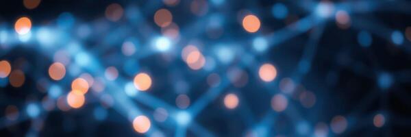 Light dots and lines create an abstract representation of a technology network against a dark background photo