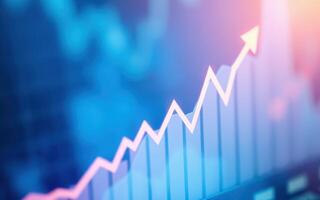 Financial growth chart showing upward trend in market performance during business hours photo