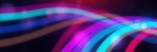 Colorful neon light trails create a vibrant atmosphere during a nighttime event in an urban setting photo