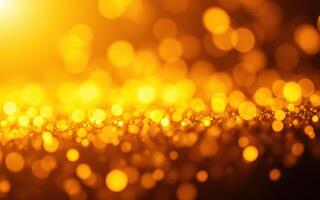 Glowing golden bokeh effect creating a warm atmosphere for events and celebrations photo
