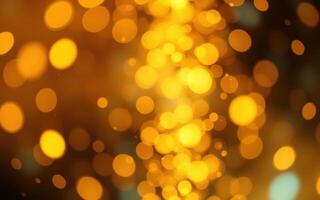 Sparkling golden bokeh lights create a festive and enchanting atmosphere during a nighttime event celebration photo