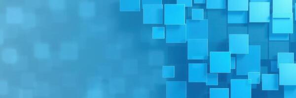 Abstract geometric shapes create a dynamic blue background with cubes and gradients photo