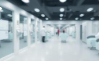 Healthcare professionals walking through a hospital corridor during a busy shift in the morning photo