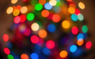 Vibrant holiday lights create a festive atmosphere in a cozy home setting during the winter season photo