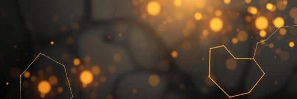 Golden particles dance across a dark background creating a mesmerizing visual effect photo