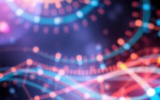Colorful abstract background with vibrant lines and circles representing digital connections and data flow photo