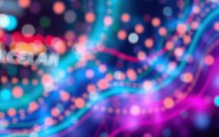 Colorful abstract background with flowing lines and glowing dots creating a vibrant digital atmosphere photo