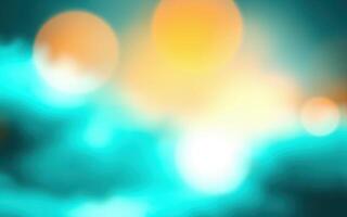 Abstract composition featuring blurred light patterns against a vibrant blue and orange background at sunset photo
