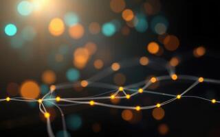 Colorful abstract background with glowing dots and lines creating a network effect photo