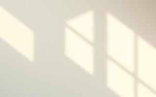 Soft sunlight softly illuminating a serene wall with window shadows during the afternoon photo
