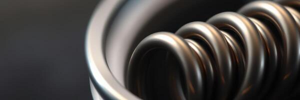 Metal coil springs arranged in a circular fashion, showcasing reflection and depth photo