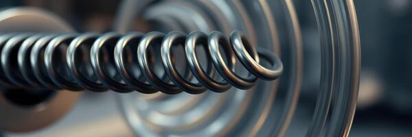 Close-up of metallic springs demonstrating intricate design and engineering in a workshop setting photo