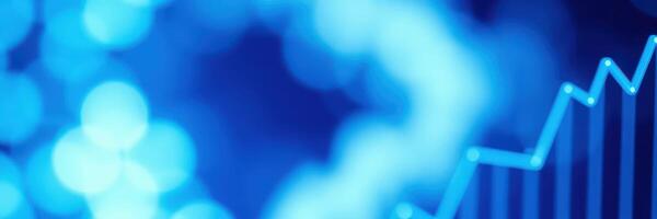 Abstract blue background with upward trend line representing growth and success photo
