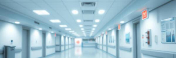 Clean and bright hospital corridor with clear signage and modern design during daytime photo