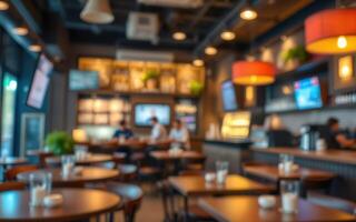 Cozy cafe interior with patrons enjoying drinks and conversation in a warmly lit setting photo