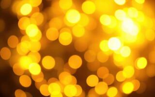 Bright golden bokeh lights create a warm and festive atmosphere for celebrations during the nighttime photo