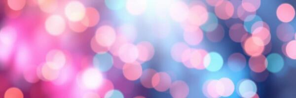 Colorful abstract bokeh background with soft glowing lights in shades of pink, blue, and purple creating a festive atmosphere photo