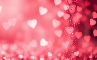 Heart-shaped bokeh effect in soft pink hues creates a romantic atmosphere for special occasions and celebrations photo