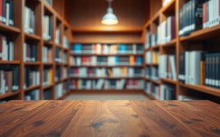 Cozy library filled with books and warm lighting welcoming readers to discover knowledge photo
