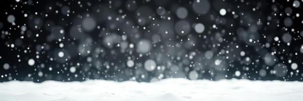 Snow falls gently on a quiet winter evening creating a serene atmosphere in a still landscape photo