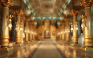 Splendid golden pillars and intricate details of an ornate hall showcasing exquisite craftsmanship and design photo