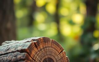 Natural log with detailed texture in a vibrant forest environment during daylight photo
