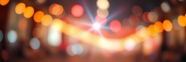 Evening street illuminated with colorful bokeh lights capturing the vibrant nightlife atmosphere in a city photo