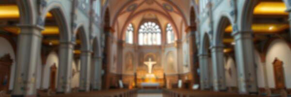 Serenity in a grand architectural space showcasing worship and reflection in a beautifully designed church interior photo