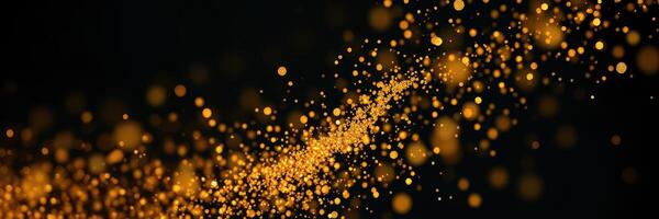 Golden particles shimmer in a dark background creating a magical effect during a celebratory event photo