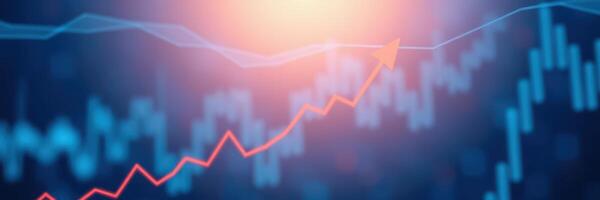 Stock market trends show positive growth with an upward movement in the financial data analysis photo