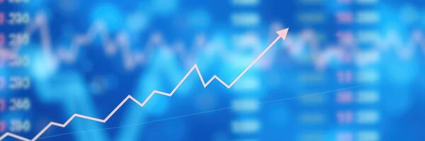 Stock market trends show upward movement with ascending graphs and digital data display photo