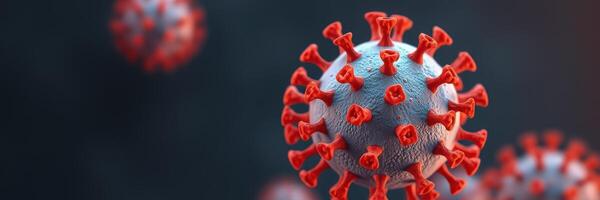 Microscopic view of a coronavirus illustrating its structure and unique features during a scientific study photo
