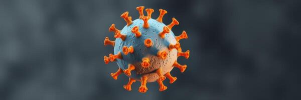 Detailed visualization of a coronavirus structure highlighting its unique features and spike proteins photo