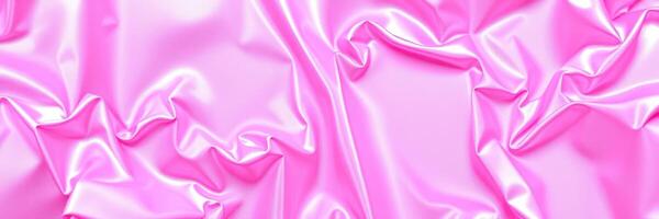 Vibrant shiny pink fabric draped with intricate folds and textures photo