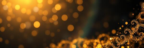 Golden shimmering lights create a festive and magical atmosphere during a nighttime celebration photo